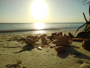 Coucher de soleil sur la plage de Delnor-Wiggins Pass State Park à Naples Floride