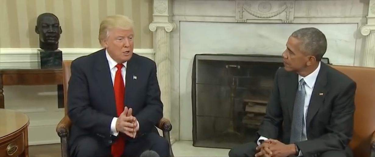 Donald Trump et Barack Obama à la Maison-Blanche.