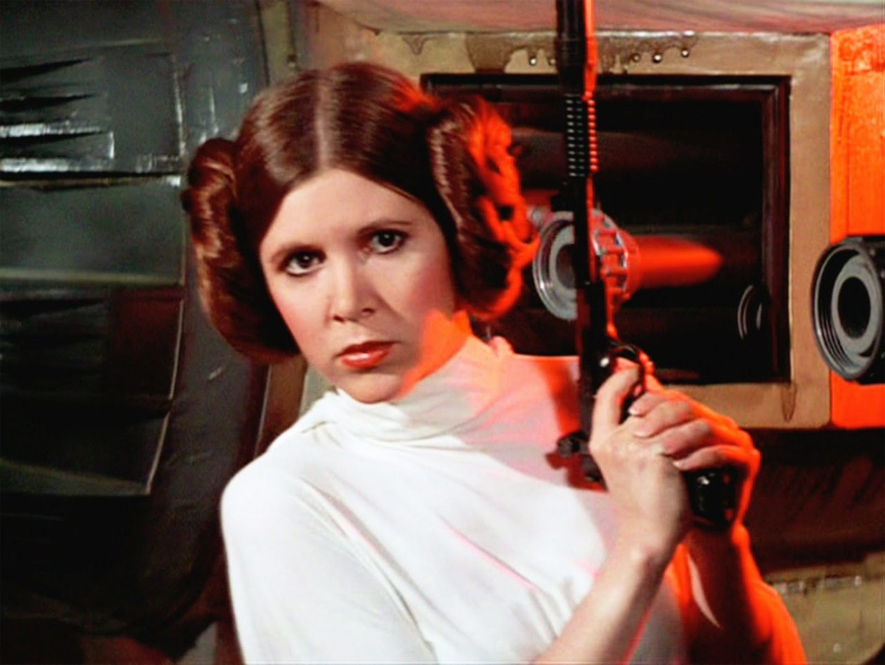 Carrie Fisher dans le rôle de la princesse Leia.