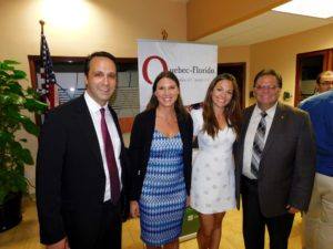 Glenn Cooper (co-président CCQF), Jade Vinet et Vanessa Racicot (directrices l'une en Floride et l'autre au Québec) et Daniel Veilleux, président de Desjardins Bank et lui aussi membre du board de la CCQF.