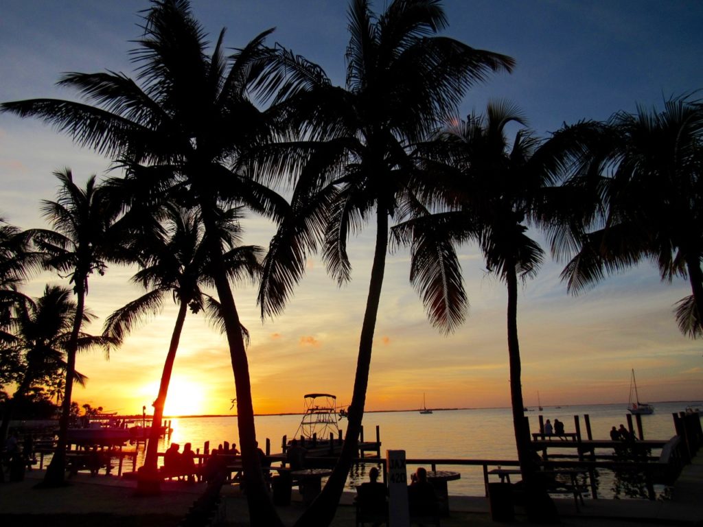 Coucher de soleil à Key Largo, près du Caribbean Club.