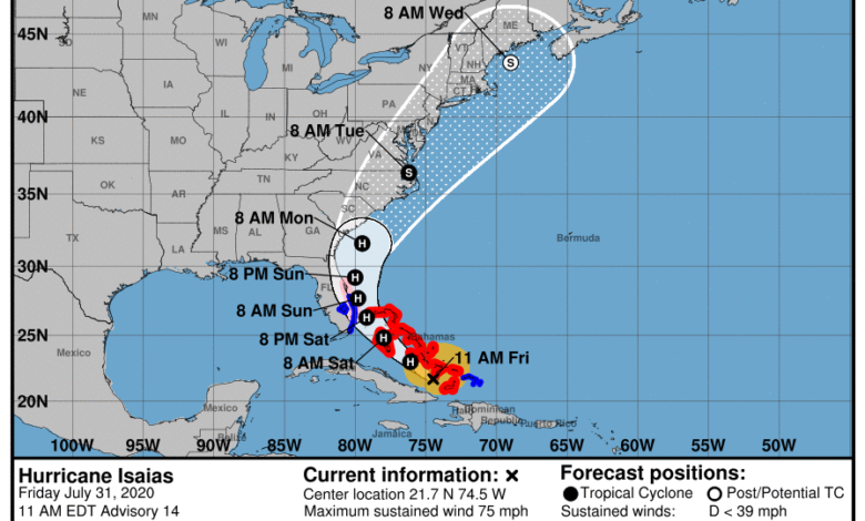 L'ouragan Isaias arrive en Floride
