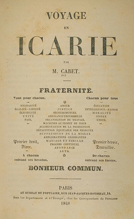 Livre : Voyage en Icarie, par Etienne Cabet.