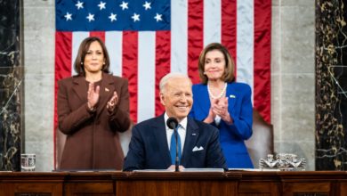 Kamala Harris, Joe Biden et Nancy Pelosi durant le State of the Union 2022