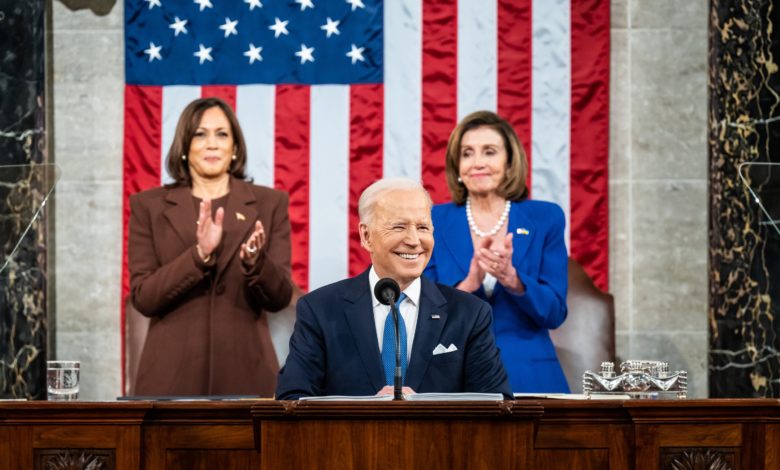 Kamala Harris, Joe Biden et Nancy Pelosi durant le State of the Union 2022