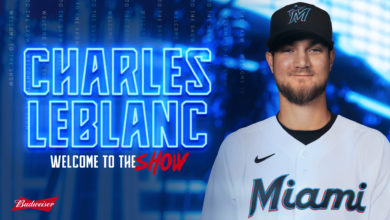 L'annonce de l'arrivée de Charles Leblanc par les Miami Marlins