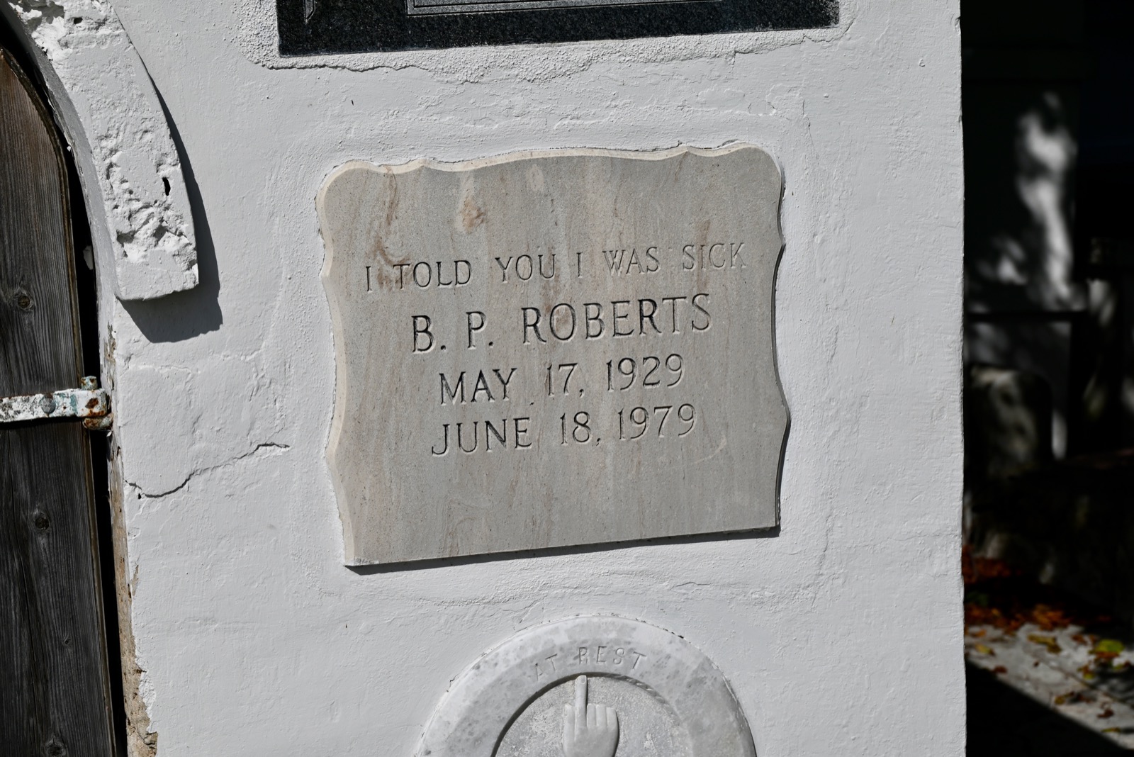 Pierre tombale de B.P. “Pearl” Roberts au cimetière de Key West
