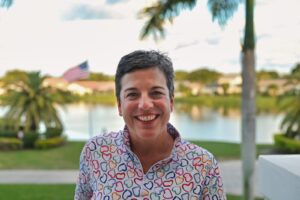 Martine Boulay, présidente de Natbank, durant le tournoi de golf