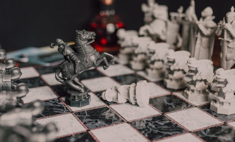 close up shot of chess pieces