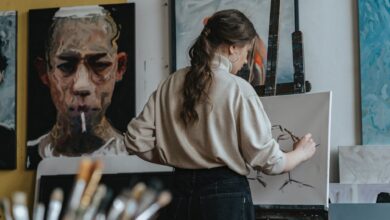 close up shot of a woman painting