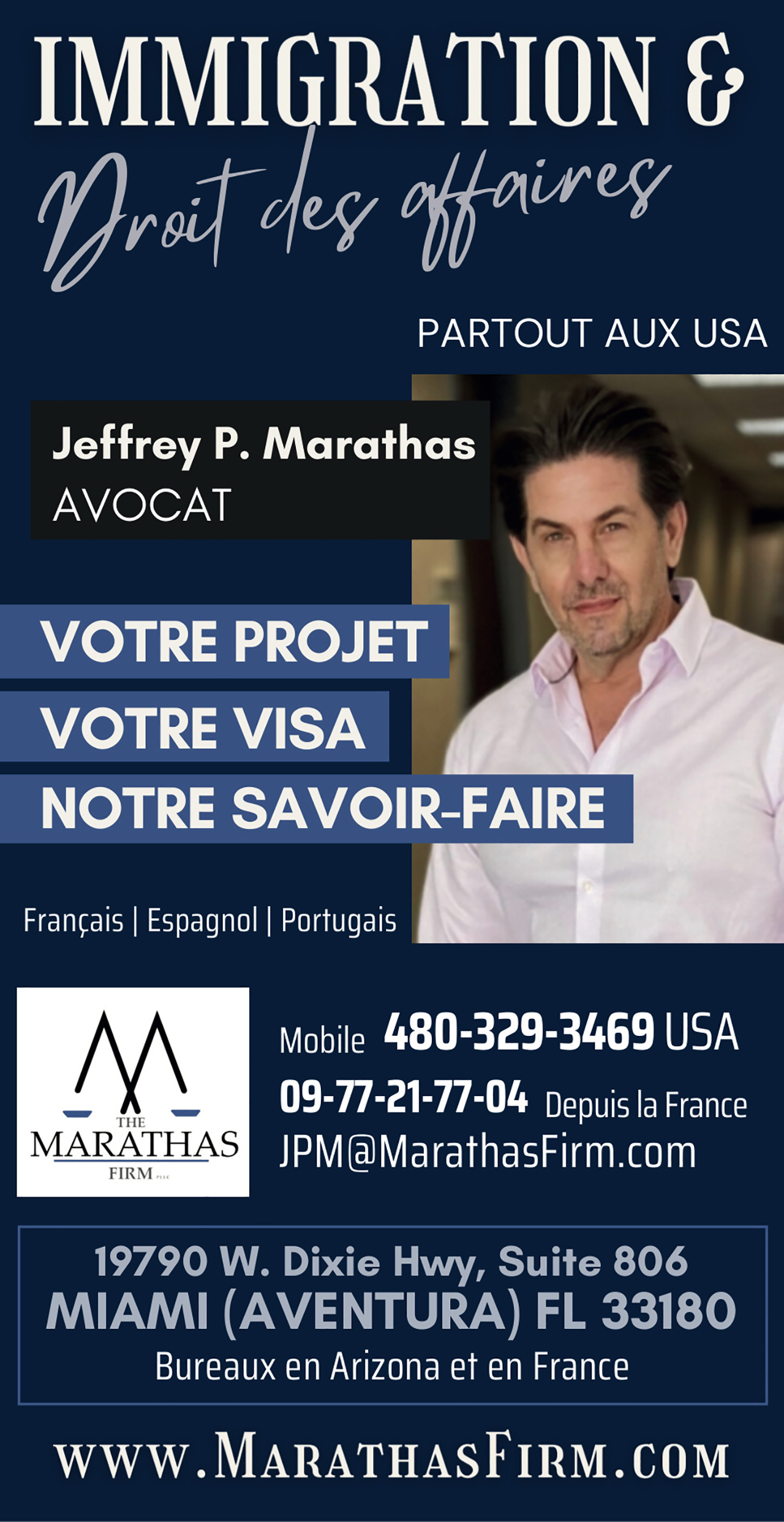 Jeffrey Marathas avocat d'immigration et d'affaires aux Etats-Unis