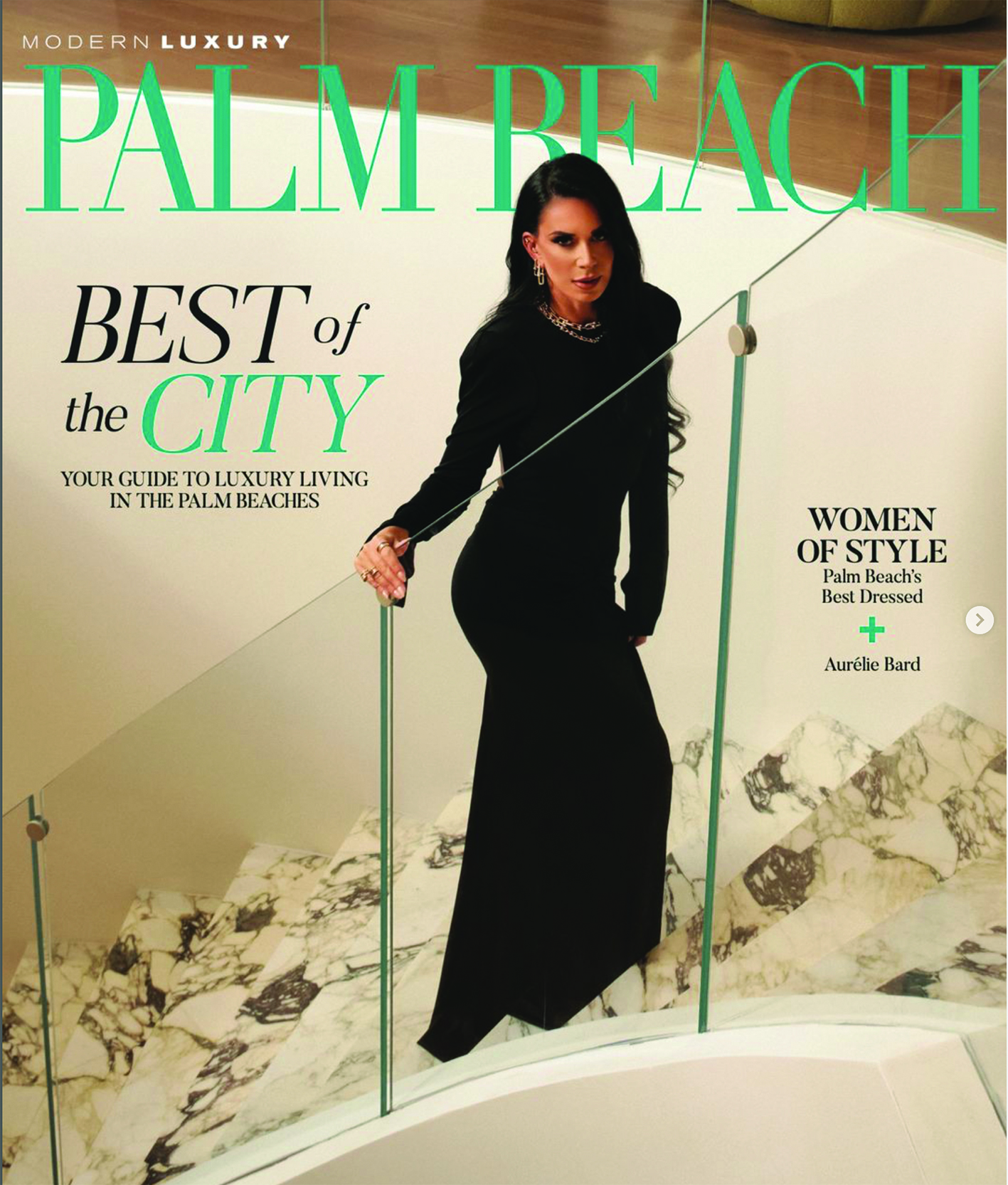 Aurélie Bard en couverture du magazine PALM BEACH Luxury du mois d'août dernier