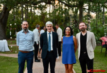 Pierre-Jean Picot, Raphaël Trapp (consul de France), Aisha McLorin et Sébastien Dhont lors du cocktail de fin d'année 2025 de l'EFAM