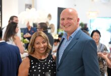 Anne et Nicolas en septembre lors de l'inauguration de Quaban, studio de design d'intérieur à West Palm Beach