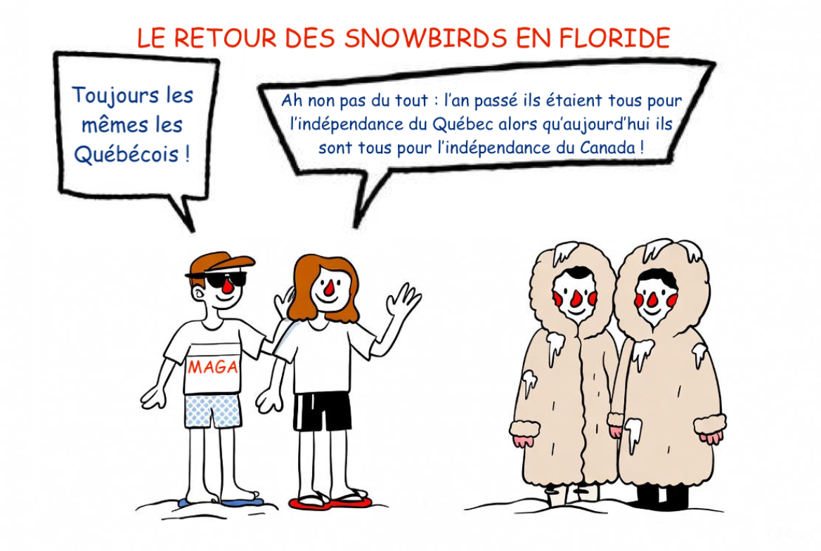 Dessin humoristique sur les Snowbirds iris en Floride