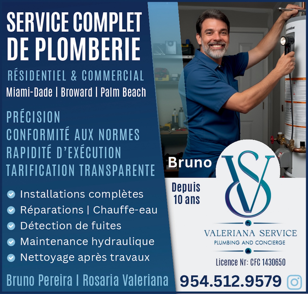 Bruno Pereira / Plombier francophone et français en Floride