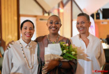 Aisha Mc Lorin Picot, Cécile McLorin Salvant et Lena McLorin Salvant lors de la soirée des 30 ans de l'EFAM (Ecole Franco-Américaine de Miami)