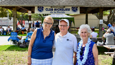 Rosaline Cyr, Sylvain Frétigny et Denise Lefebvre, du Club Richelieu de la Floride du Sud