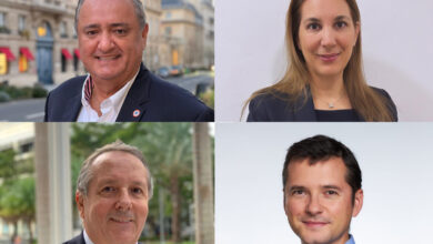 Les quatre élus : Franck Bondrille, Aline Martin O'Brien et Xavier Capdevielle (pour la liste Bondrille / ASFE) et Romain Carton (en bas à droite, liste Les Républicains).