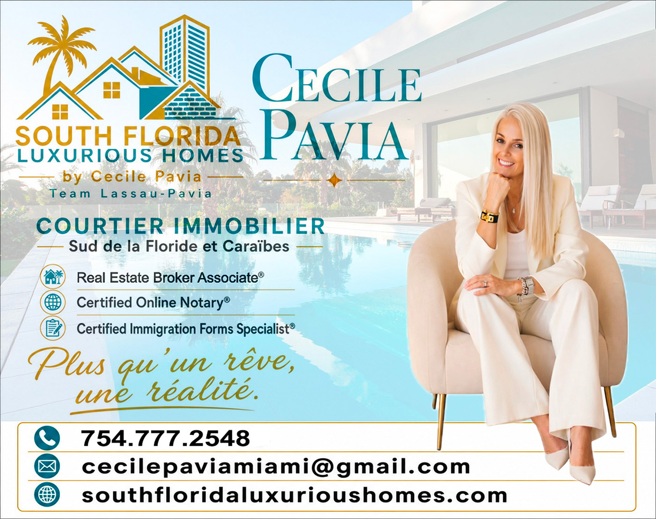 Cécile Pavia agent immobilier de luxe en Floride