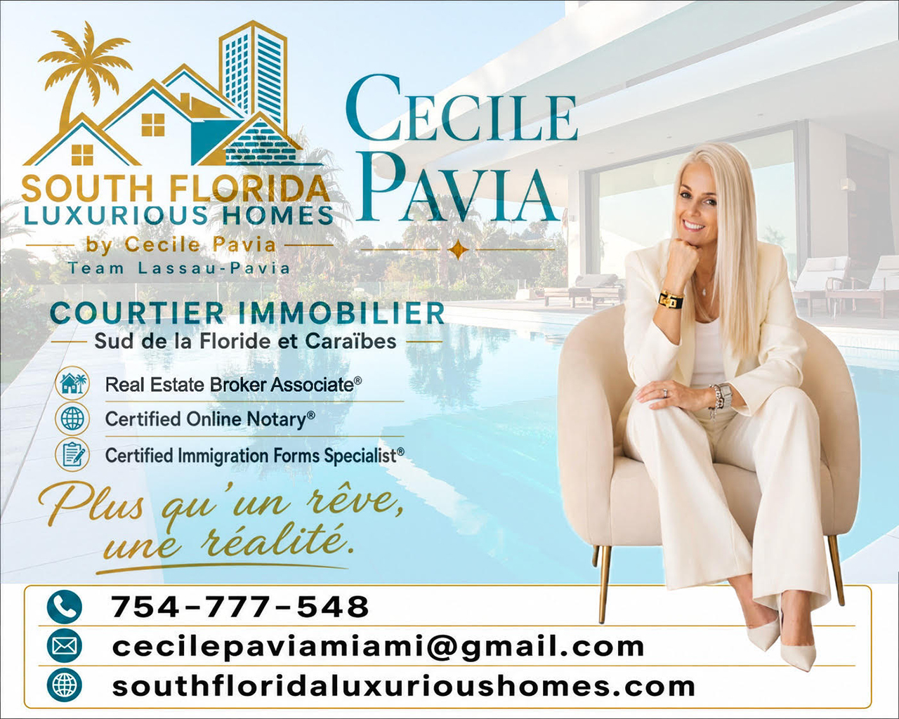 Cécile Pavia agent immobilier de luxe en Floride