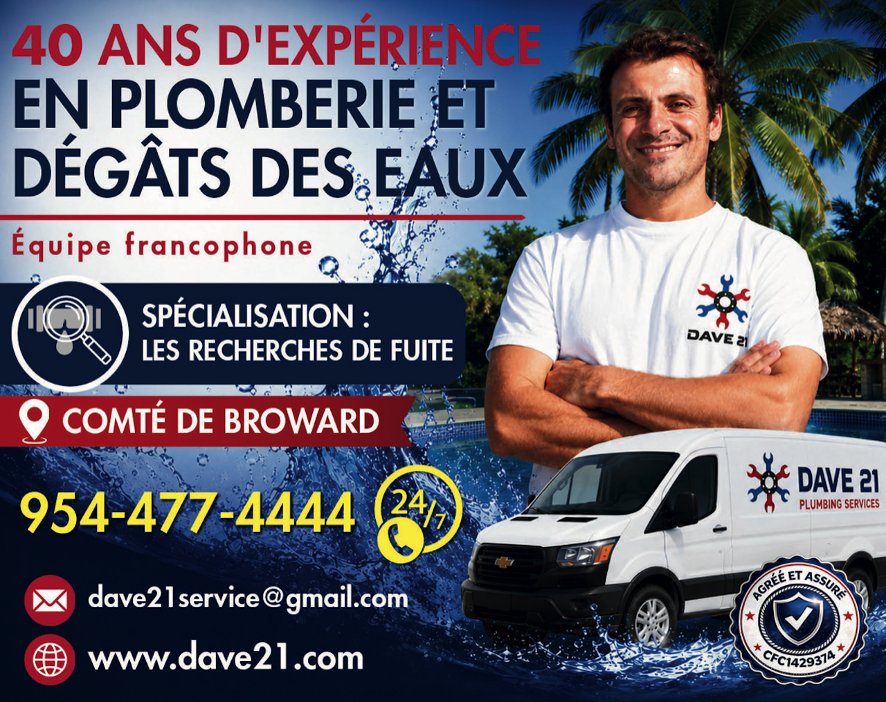 Plombier et dégâts des eaux dans le comté de Broward en Floride : Dave21