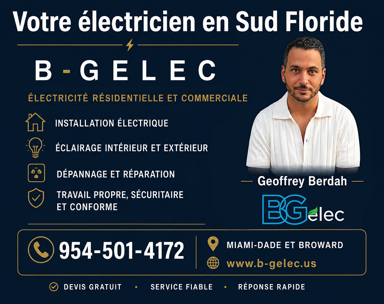 B-G-Elec : électricien français en Sud Floride (Miami, Broward, Palm Beach)