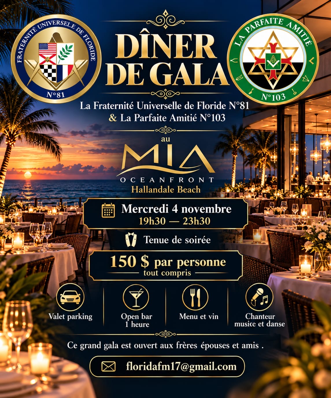 Miami : Le gala de la Franc-Maçonnerie francophone se déroule en novembre